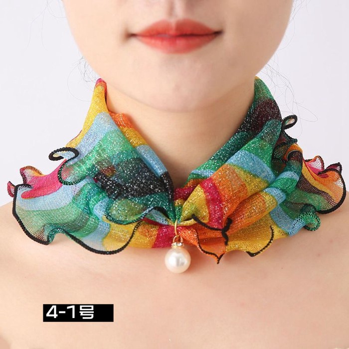 スカーフ レディース スヌード パール付き ヘアバンド ヘアターバン 首巻き 紫外線対策 揺れる フリル きれいめ 上品 |  | 04