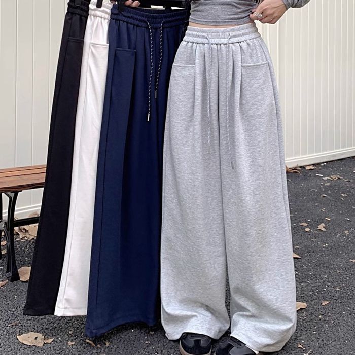 ワイドパンツ レディース スウェット パンツ 春 秋 ウエストゴム リラックスパンツ スウェットパンツ ボトムス ゆ | 