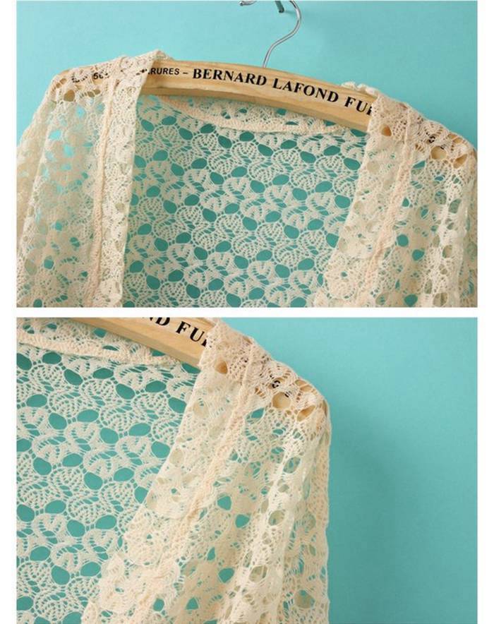 カーディガン ボレロ レディース トップス 春 夏 総レース 可愛い 透かし編み 花柄 ドルマンスリーブ 透明 透け |  | 06