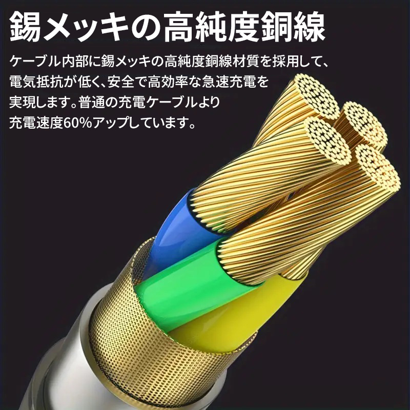 カラフル光る充電ケーブル iPhone ライトニング ケーブル 1m TPE素材 急速充電 3A LEDライト オシャレ iOS系コネクター スマホ充電コード USB-A Lightning 車内 |  | 09