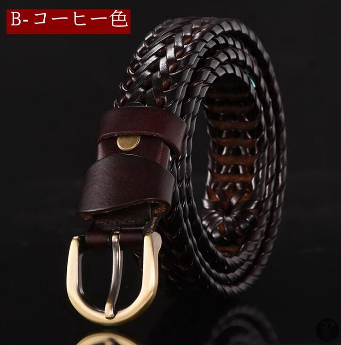 ベルト 本革 牛革 男女兼用 メッシュベルト 編みベルト メッシュ 無段階 メンズ レディース ビジネス  代引不可 |  | 06