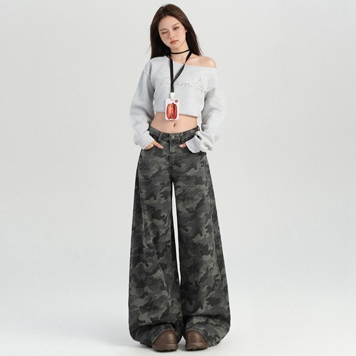 迷彩パンツ レディース ワイドデニム カモフラ ジーンズ カーゴパンツ ワークパンツ ワイドパンツ 大きいサイズ ゆ |  | 03