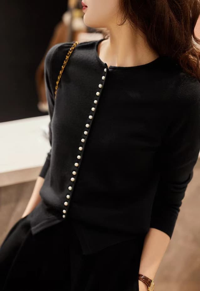 ニット カーディガン レディース 長袖 ニットカーディガン パールボタン クルーネック ショート丈 リブ袖 トップス フライ |  | 07