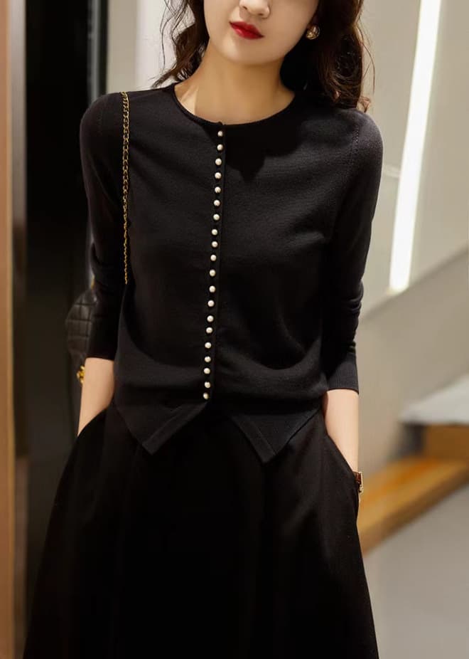 ニット カーディガン レディース 長袖 ニットカーディガン パールボタン クルーネック ショート丈 リブ袖 トップス フライ |  | 08