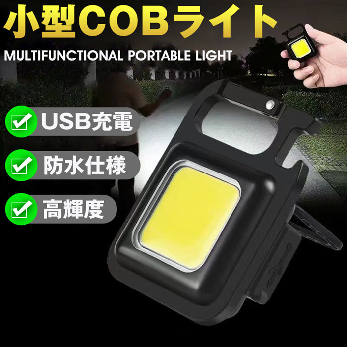 cobライト cob led ２点セット ライト 小型led 小型 充電式 軽量 軽い 投光器 防水 抜き usb充電 usb type-c 高輝度 懐中電灯 作業灯 キャンプ | 