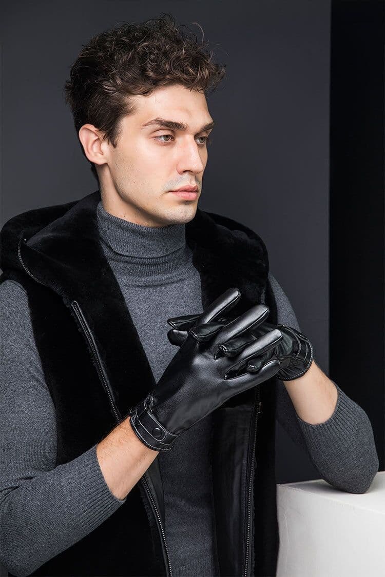 手袋 メンズ レザー タッチパネル対応 革 グローブ レザーグローブ 革グローブ 防水 防風 裏起毛 防寒 スマホ対応 暖かい |  | 09