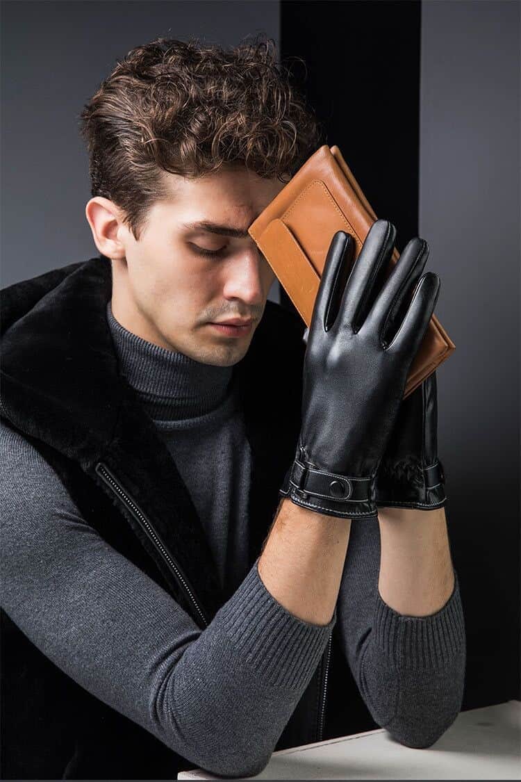 手袋 メンズ レザー タッチパネル対応 革 グローブ レザーグローブ 革グローブ 防水 防風 裏起毛 防寒 スマホ対応 暖かい |  | 10