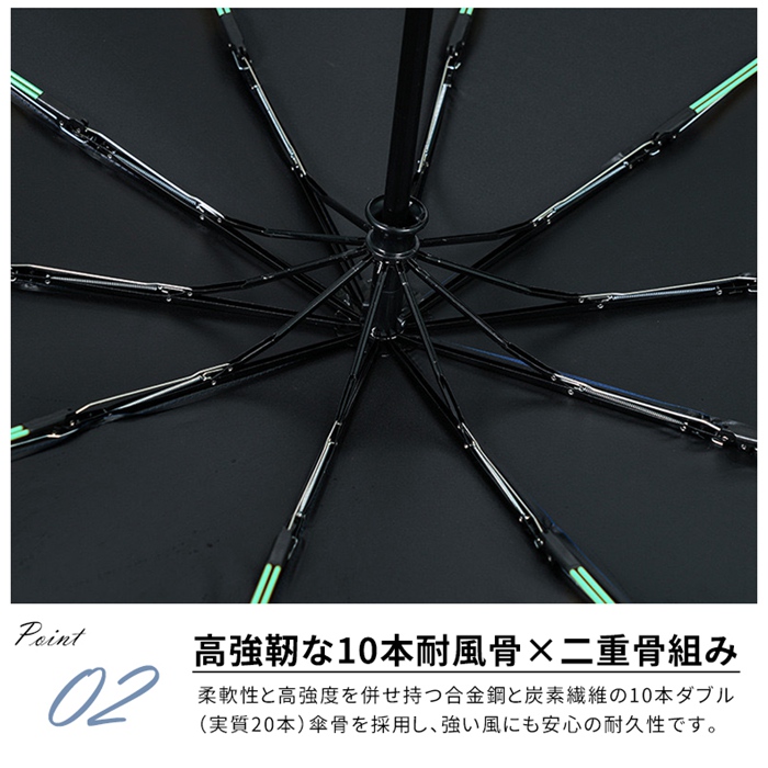 自動開閉 逆折りたたみ傘 日傘 UPF50+ 20本骨 二重骨組み 強風対応 紫外線対策 UVカット 晴雨兼用 軽量 レディース メンズ |  | 06