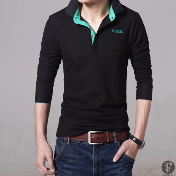 ポロシャツ メンズ シャツ 長袖ポロシャツ バイカラー クールビズ 無地 ポロ 長袖 shirt アメカジ 制服 スポーツ 代引不可 |  | 03