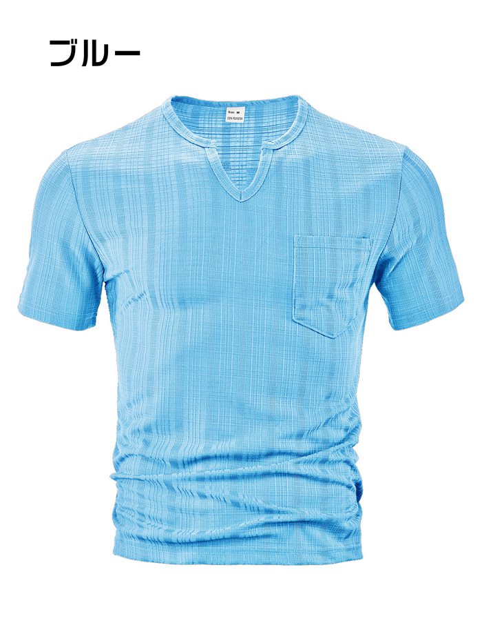 Tシャツ 半袖 トップス ヘンリーネック メンズ 夏 無地 通勤 Vネック ゴルフウェア フィットネス |  | 06