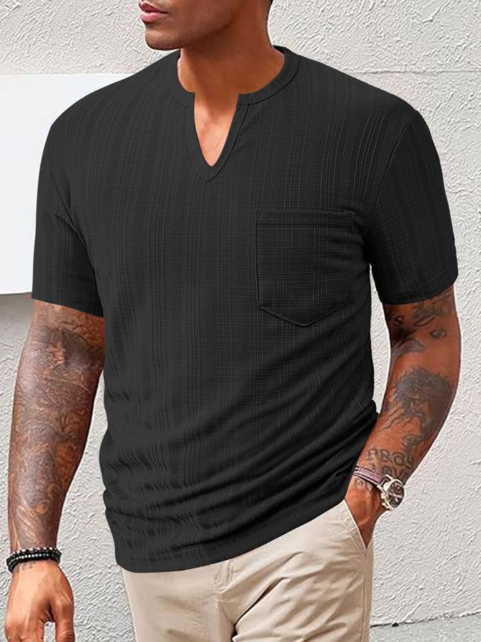 Tシャツ 半袖 トップス ヘンリーネック メンズ 夏 無地 通勤 Vネック ゴルフウェア フィットネス |  | 09