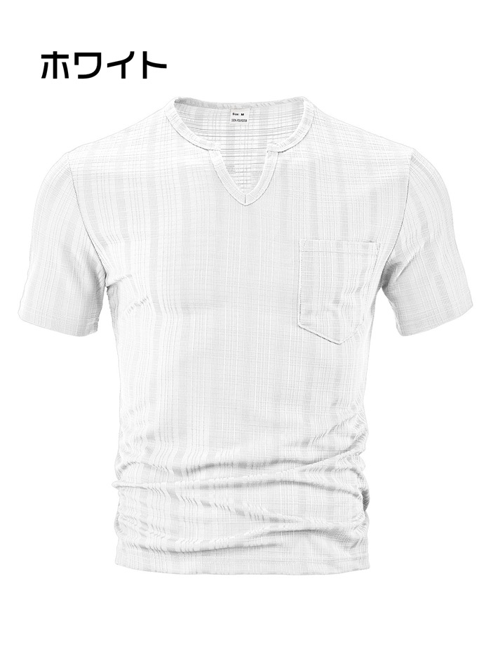 Tシャツ 半袖 トップス ヘンリーネック メンズ 夏 無地 通勤 Vネック ゴルフウェア フィットネス |  | 01