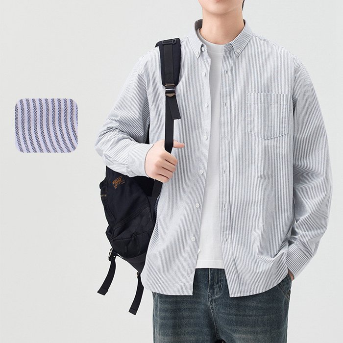 長袖シャツ メンズ yシャツ 長袖 メンズ カジュアルシャツ メンズシャツ ストライプ カジュアル ボタンダウンシャツ  シャツ |  | 11