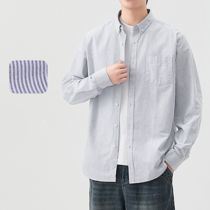 長袖シャツ メンズ yシャツ 長袖 メンズ カジュアルシャツ メンズシャツ ストライプ カジュアル ボタンダウンシャツ  シャツ |  | 12