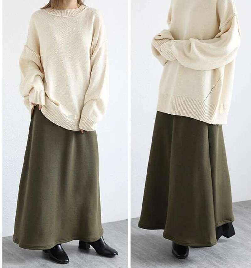 スカート 裏起毛 無地 ロングスカート スカート マキシ スカート コーデ レディース フレアロングスカート 美ライン きれいめ 大人 |  | 03