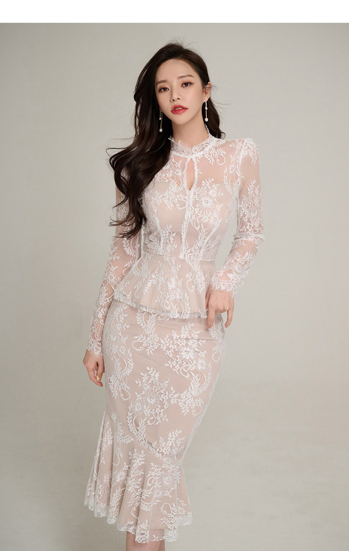 セットアップ タイト 韓国風 レース タイトスカート お嬢様 OL 上品 オフィス 披露宴 二次会 結婚式 入学 |  | 13