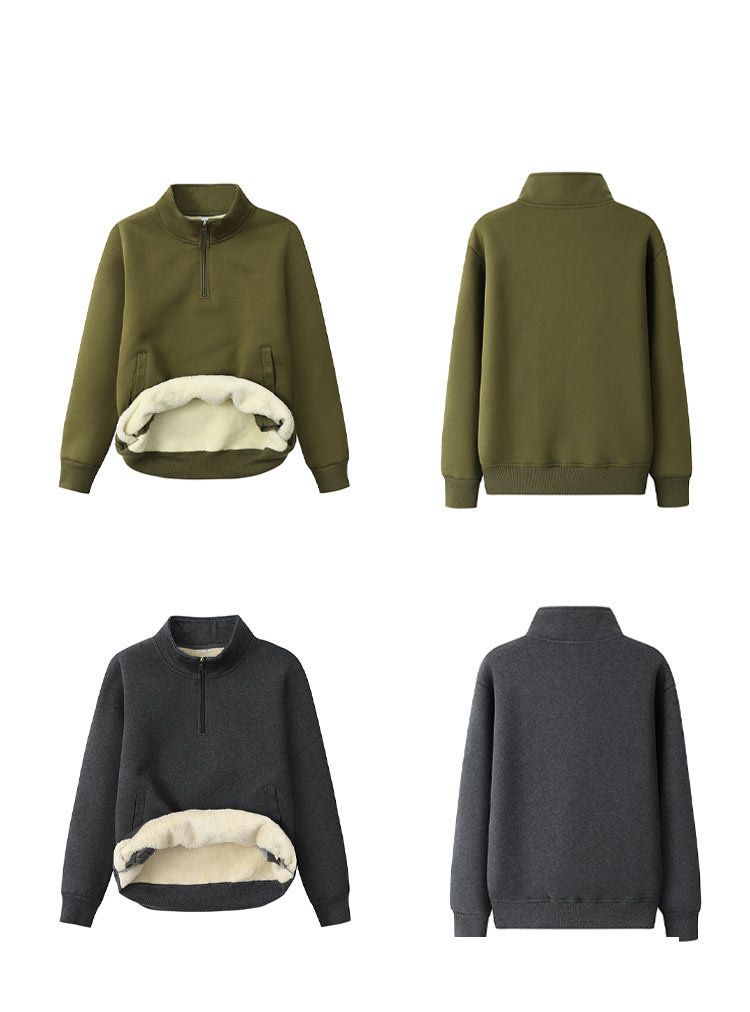 裏起毛 メンズ スウェット トレーナー 無地 極厚 保温 防寒服 ハーフジップ 長袖 スエット 上 暖か 裏起毛 裏ボア あった |  | 08