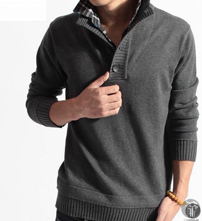 Vネックニットセーター ニット メンズ プルオーバー セーター 重ね着風 ニットウェア Vネック 無地 トップス 長袖 春 大人 　 |  | 03