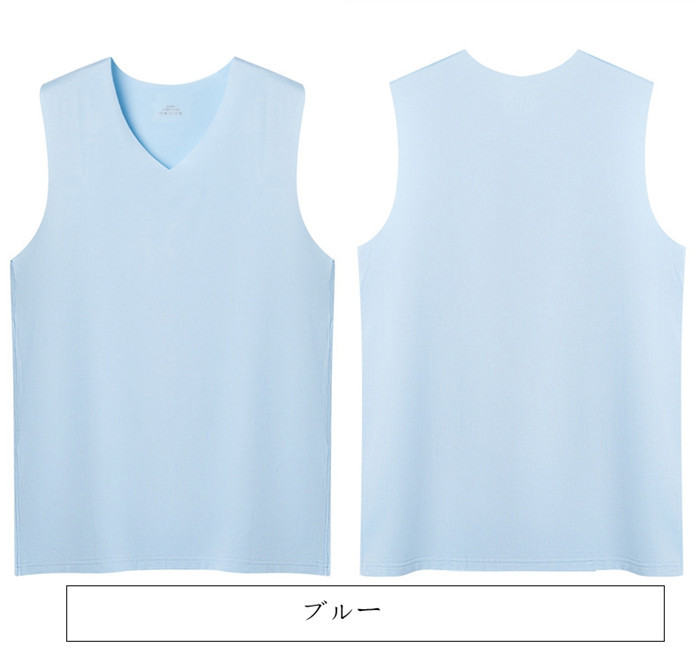 タンクトップ メンズ 接触冷感 汗取り 2枚セット インナー シームレス ノースリーブ Vネック インナーシャツ 肌着 下着 |  | 03