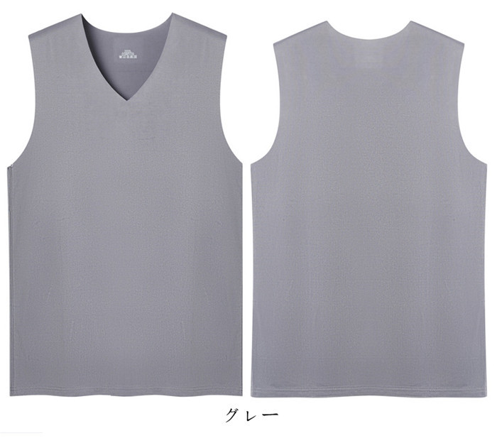 タンクトップ メンズ 接触冷感 汗取り 2枚セット インナー シームレス ノースリーブ Vネック インナーシャツ 肌着 下着 |  | 02