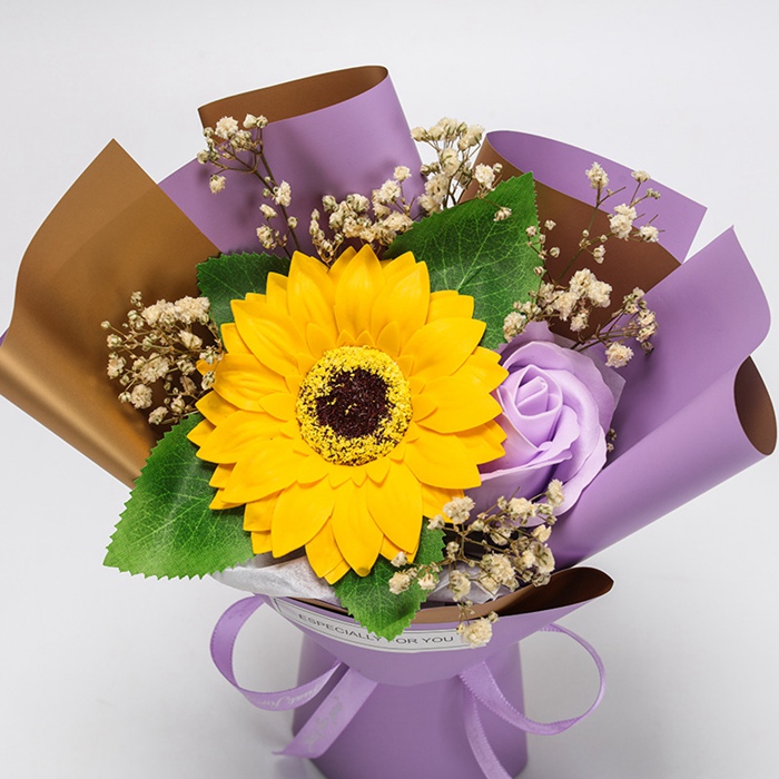 フレグランスソープフラワー 花束 手提げ袋付き ひまわり バラ ブーケ ソープフラワー 枯れない花 造花 プレゼント ギフト 母の日 バレンタイン 誕生日 |  | 04