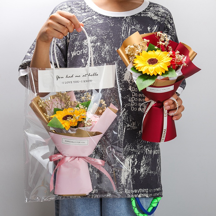 フレグランスソープフラワー 花束 手提げ袋付き ひまわり バラ ブーケ ソープフラワー 枯れない花 造花 プレゼント ギフト 母の日 バレンタイン 誕生日 |  | 07