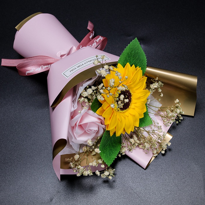 フレグランスソープフラワー 花束 手提げ袋付き ひまわり バラ ブーケ ソープフラワー 枯れない花 造花 プレゼント ギフト 母の日 バレンタイン 誕生日 |  | 09