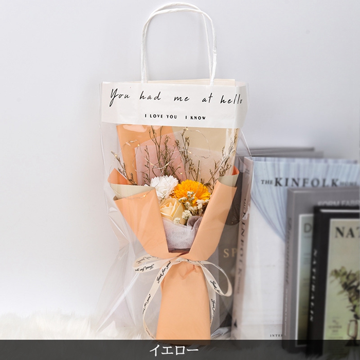 ソープフラワー 花束  カーネーション バラ 3輪 手提げ袋付き ブーケ 枯れない花 花 造花 石鹸花 プレゼント ギフト 母の日 誕生日 贈り物 |  | 03