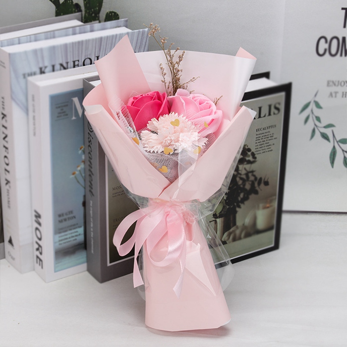 ソープフラワー 花束  カーネーション バラ 3輪 手提げ袋付き ブーケ 枯れない花 花 造花 石鹸花 プレゼント ギフト 母の日 誕生日 贈り物 |  | 11