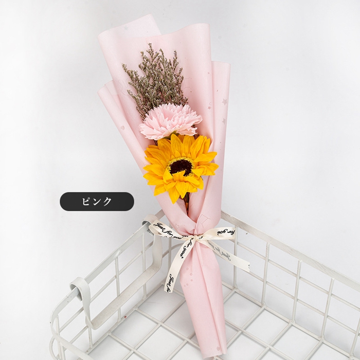 ソープフラワー ブーケ 母の日 カーネーション フレグランス 花束 2輪 ひまわり 枯れない花 造花 石鹸花 プレゼント ギフト 贈り物 かわいい |  | 01