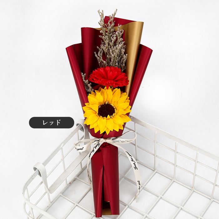 ソープフラワー ブーケ 母の日 カーネーション フレグランス 花束 2輪 ひまわり 枯れない花 造花 石鹸花 プレゼント ギフト 贈り物 かわいい |  | 02