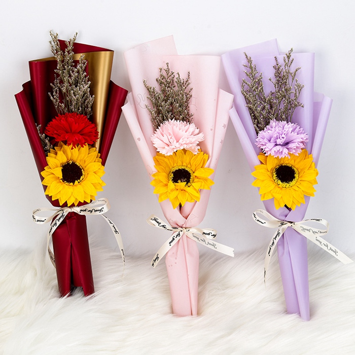 ソープフラワー ブーケ 母の日 カーネーション フレグランス 花束 2輪 ひまわり 枯れない花 造花 石鹸花 プレゼント ギフト 贈り物 かわいい |  | 10