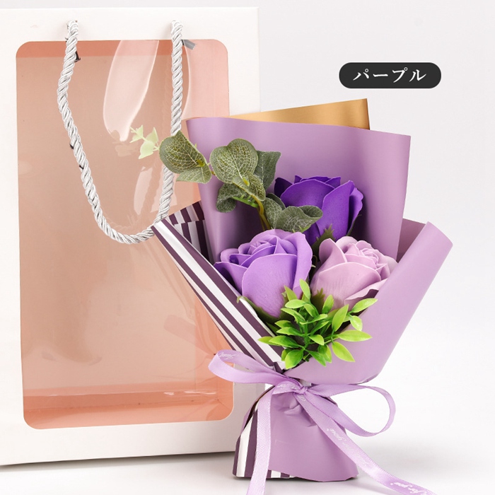 ソープフラワー 花束 3輪 ボックス入り ブーケ バラ フレグランス 枯れない花 造花 石鹸花 プレゼント ギフト 母の日 誕生日 贈り物 送別会 かわいい |  | 02
