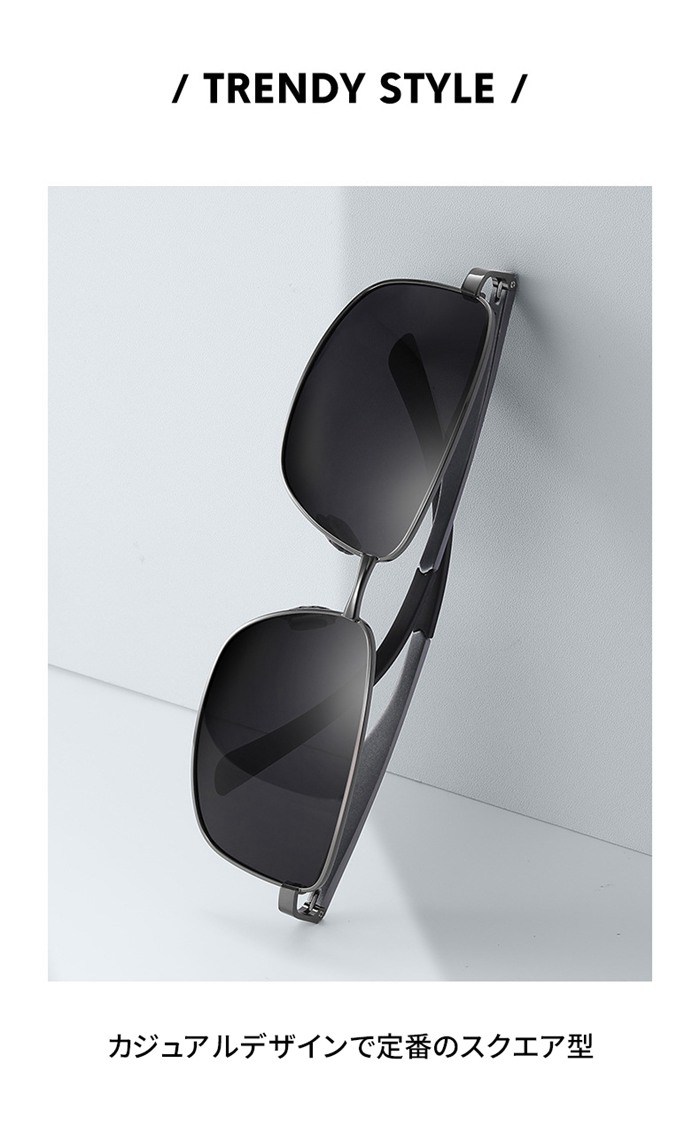 偏光サングラス スクエア メンズ レディース UV400 UVカット 軽量 夜間対応 ナイトビジョン 車 運転 釣り |  | 02