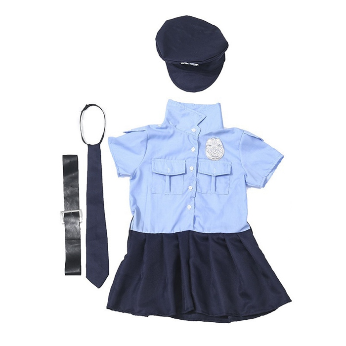ハロウィン衣装 子供 コスプレ 警察 豪華4点セット ハロウィン衣装 キッズ 子供服 女の子 警察官 警官仮装 お誕生日 |  | 01