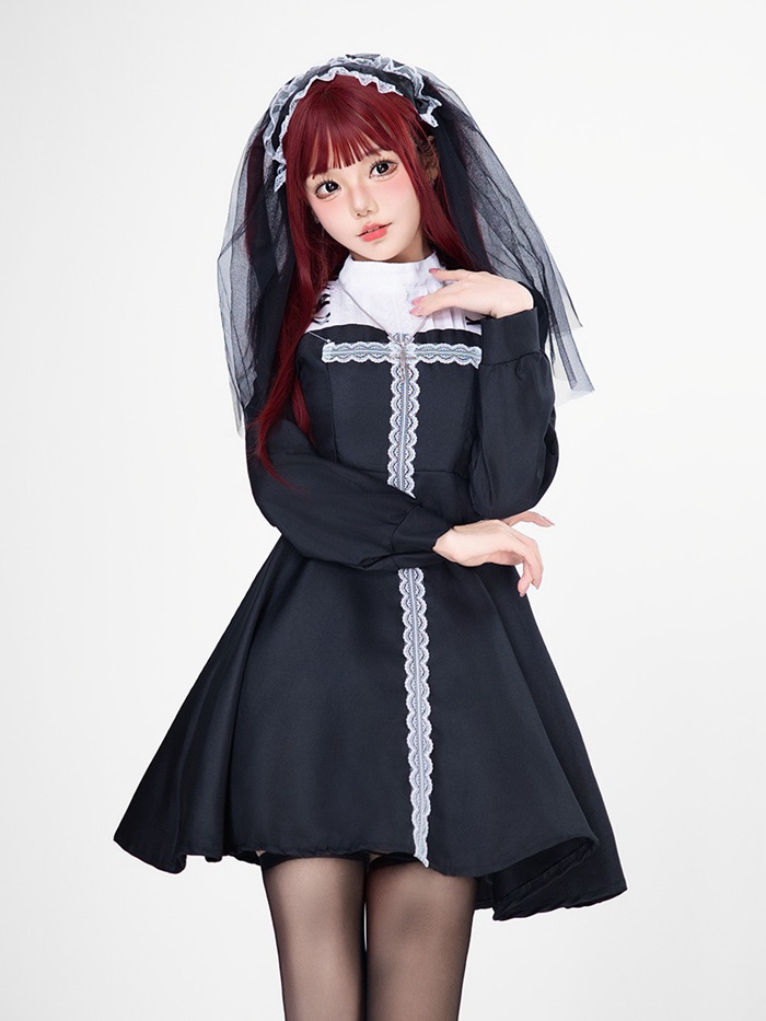シスター コスプレ ハロウィン 巫女 十字架 3点セット レース 衣装 セクシー コスチューム 仮装 レディース かわいい |  | 01