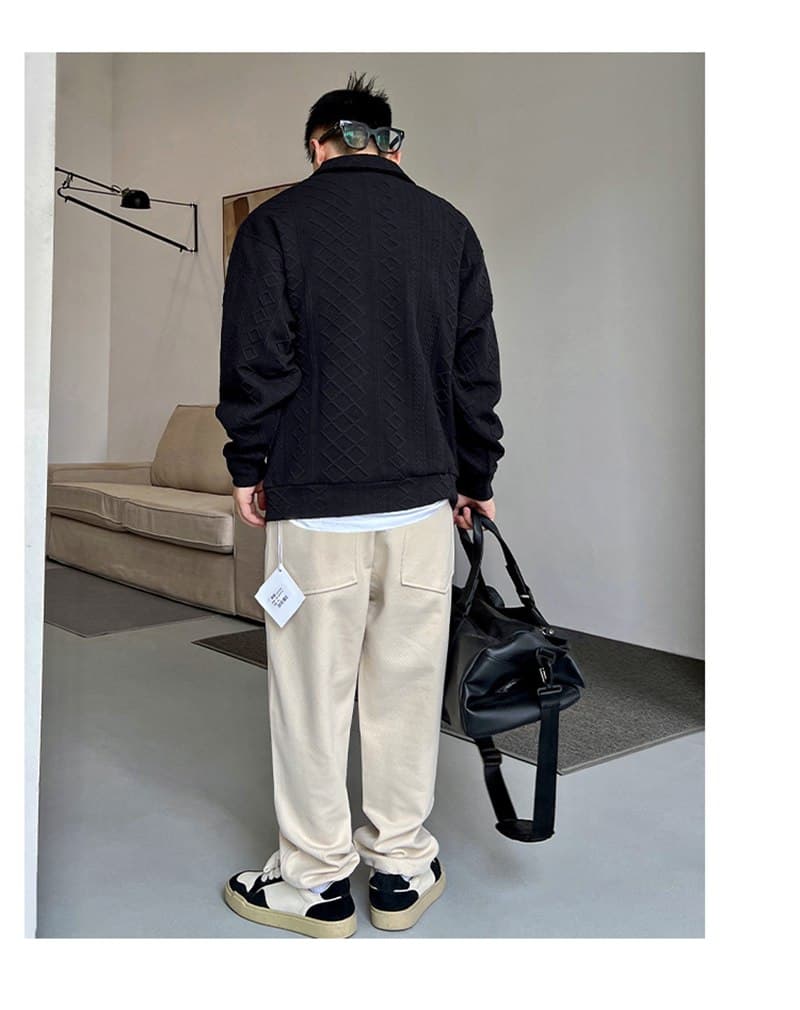 ポロ襟 ワッフル トレーナメンズ 長袖 tシャツ ジャガード ゴルフシャツ トップス 無地 ゴルフウェア ゆったり 体型カバー |  | 12