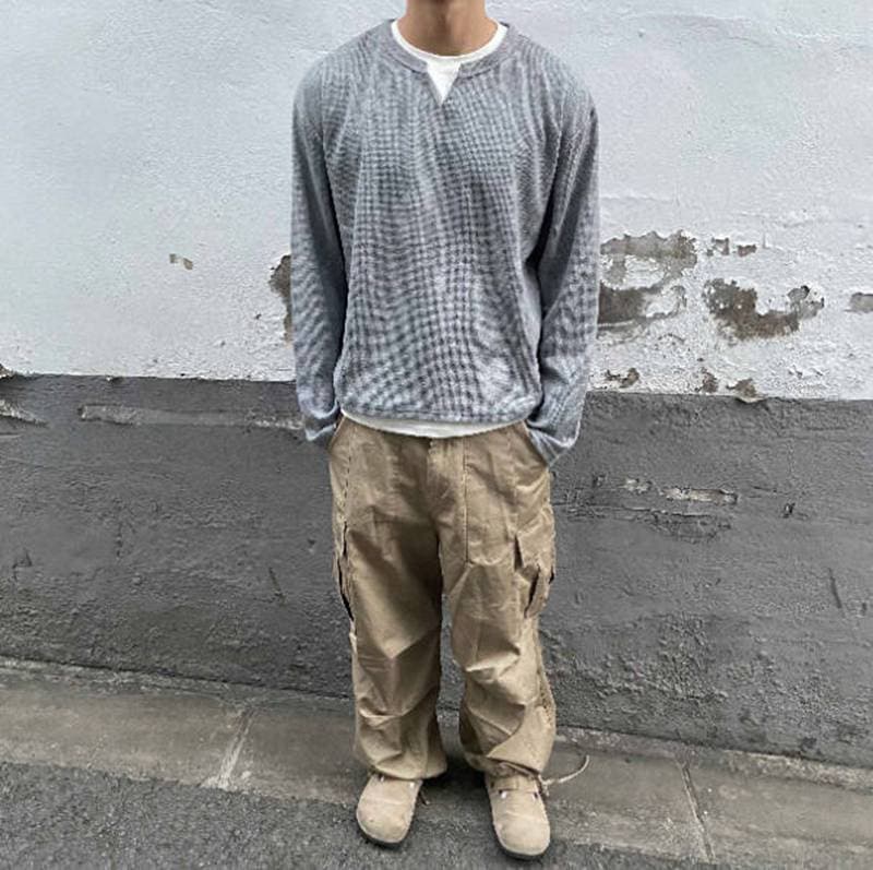 ワッフル tシャツ メンズ 長袖 重ね着風レイヤード風 Vネック トップス ゆったり 体型カバー 大きいサイズ おしゃれ きれい |  | 07
