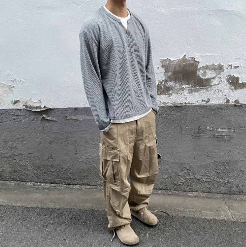 ワッフル tシャツ メンズ 長袖 重ね着風レイヤード風 Vネック トップス ゆったり 体型カバー 大きいサイズ おしゃれ きれい |  | 08