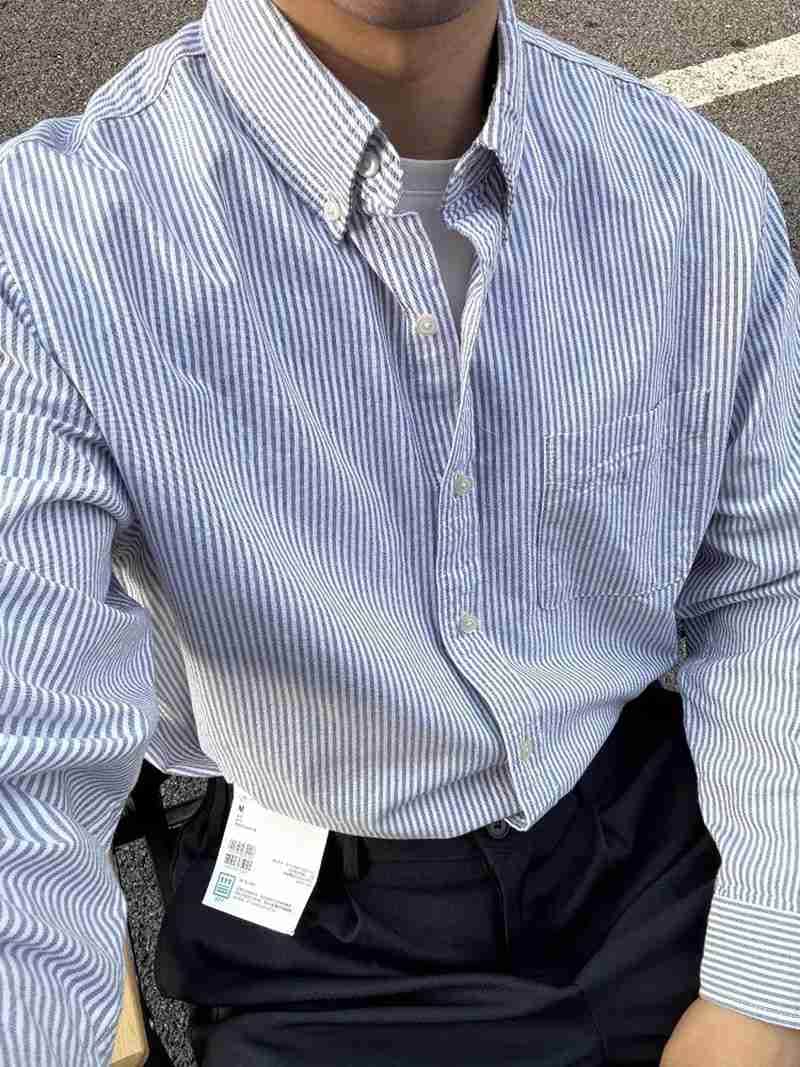カジュアルシャツ メンズ長袖 ストライプ柄 ボタンダウン ポケット付き 開襟 シャツ トップス おしゃれ きれいめ カッコイイ |  | 08