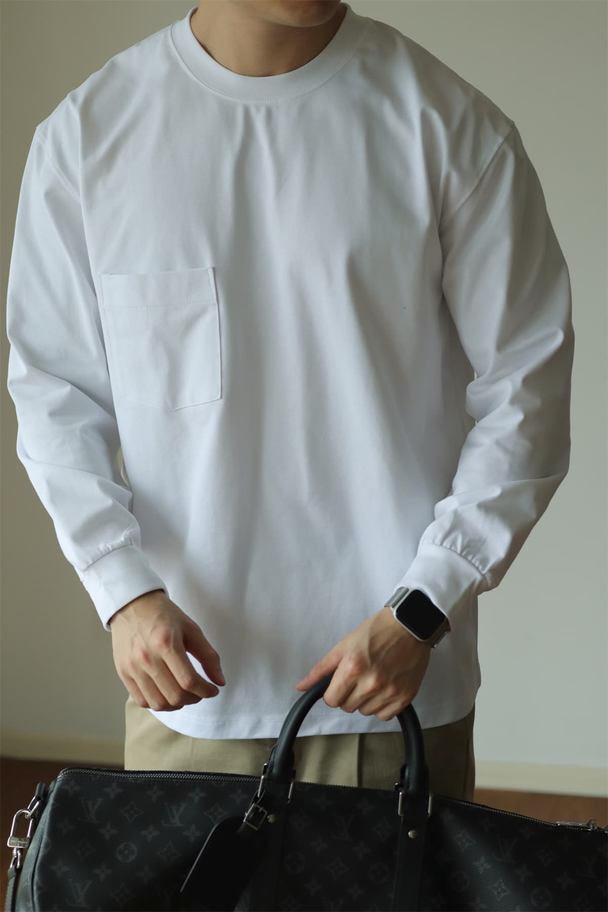 tシャツ メンズ長袖tシャツ カットソー 長袖 クルーネック 胸ポケット付き 無地 インナー トップス ゆったり 体型カバー 大 |  | 11