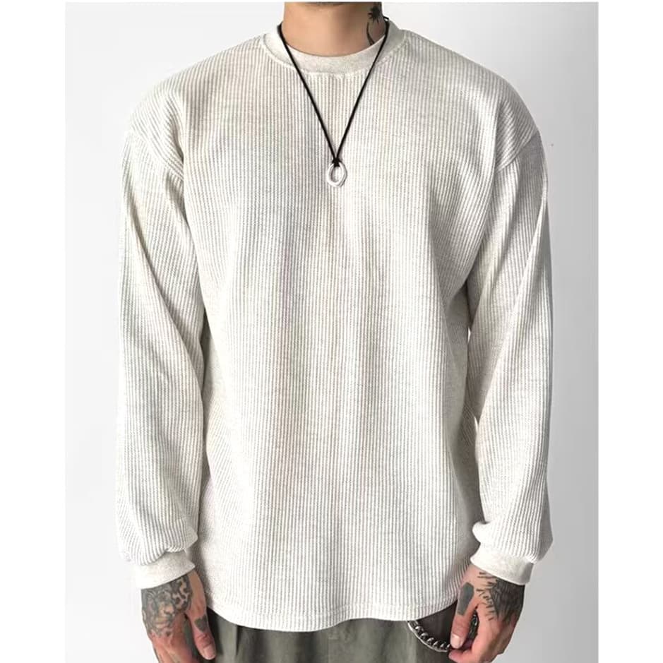 ワッフル tシャツ メンズ長袖tシャツ 長袖 カットソー 裾スリット クルーネック 無地 インナー トップス 大きいサイズ おし |  | 01