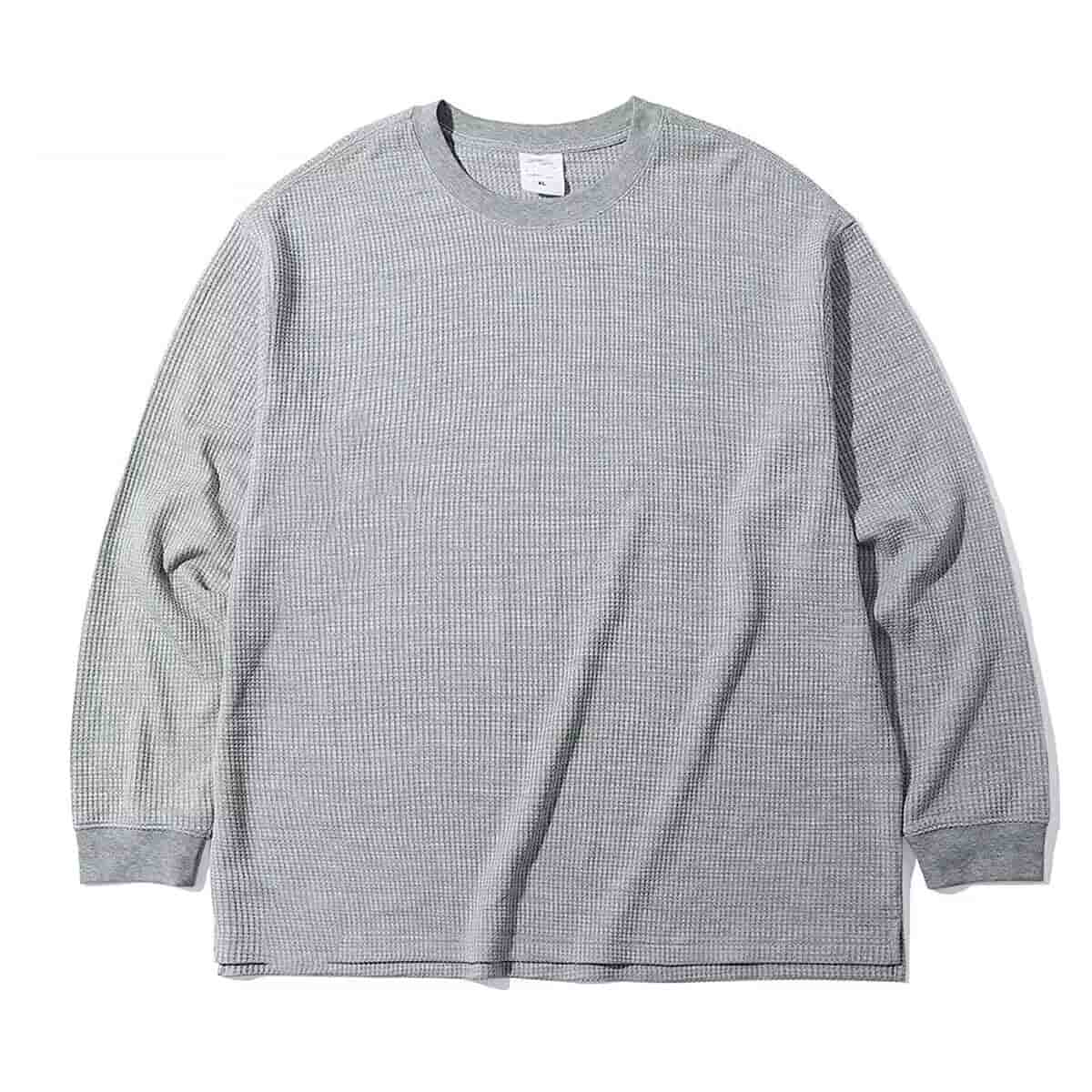 ワッフル tシャツ メンズ長袖tシャツ 長袖 カットソー 裾スリット クルーネック 無地 インナー トップス 大きいサイズ おし |  | 03