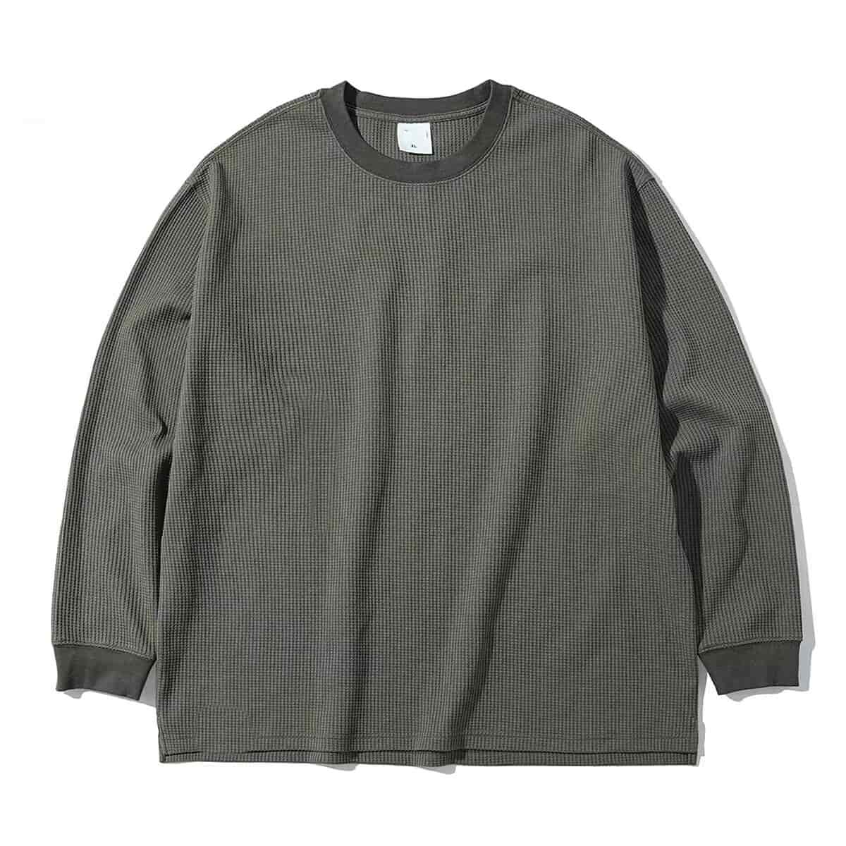 ワッフル tシャツ メンズ長袖tシャツ 長袖 カットソー 裾スリット クルーネック 無地 インナー トップス 大きいサイズ おし |  | 13