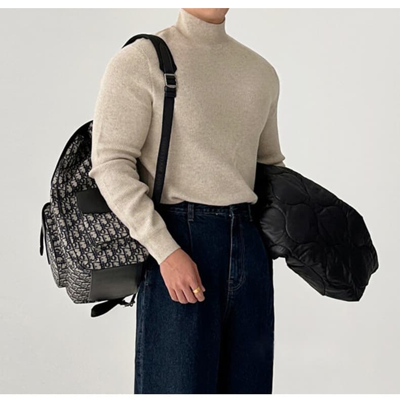 リブニット トップス メンズ長袖 ニットソー モックネック ストレッチ性 セーター ニットトップス インナー カットソー リブ |  | 15