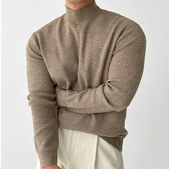 リブニット トップス メンズ長袖 ニットソー モックネック ストレッチ性 セーター ニットトップス インナー カットソー リブ |  | 04