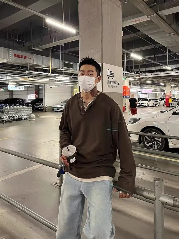 コーデュロイ tシャツメンズ 長袖 ヘンリーネック 重ね着風 レイヤード風 無地 カットソー インナー トップス おしゃれ きれ |  | 14