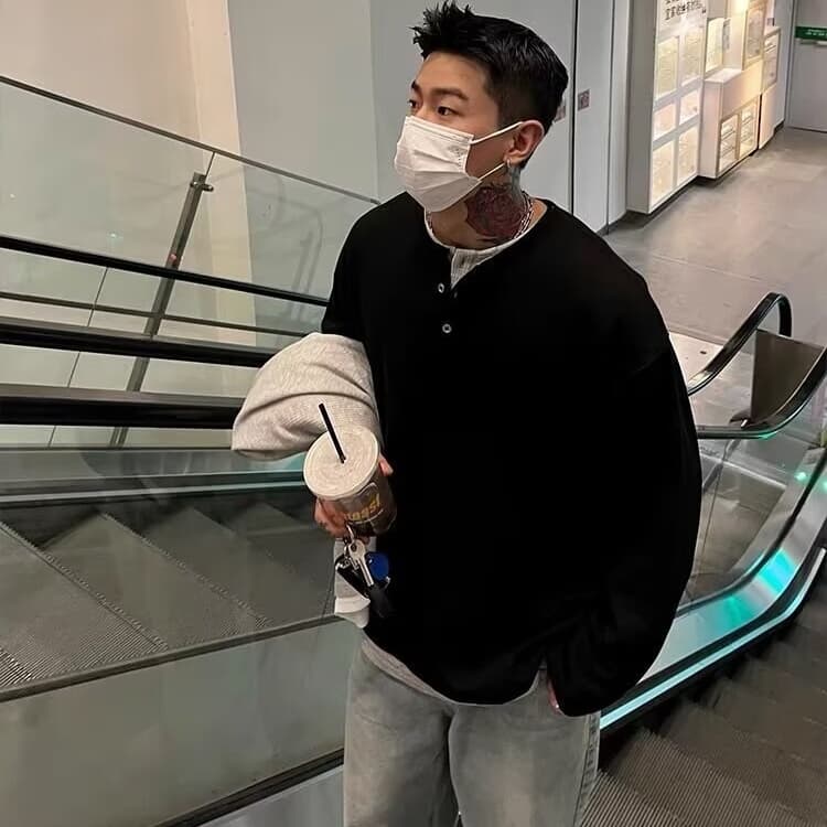 コーデュロイ tシャツメンズ 長袖 ヘンリーネック 重ね着風 レイヤード風 無地 カットソー インナー トップス おしゃれ きれ |  | 02