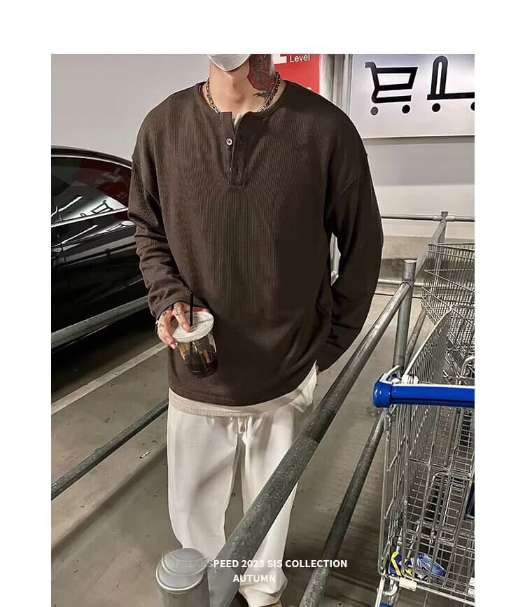 コーデュロイ tシャツメンズ 長袖 ヘンリーネック 重ね着風 レイヤード風 無地 カットソー インナー トップス おしゃれ きれ |  | 12