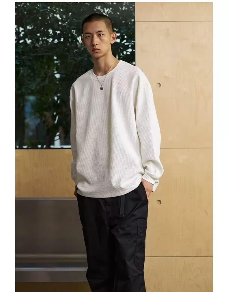 ワッフル tシャツメンズ 長袖tシャツ カットソー 裾スリット 長袖 クルーネック 無地 インナー トップス ゆったり ビッグシ |  | 13